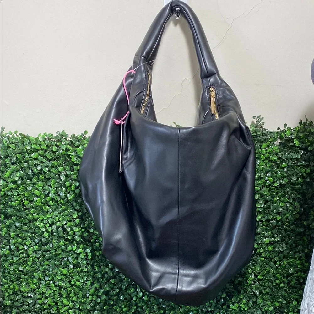 Elegant Black Faux Leather Hobo